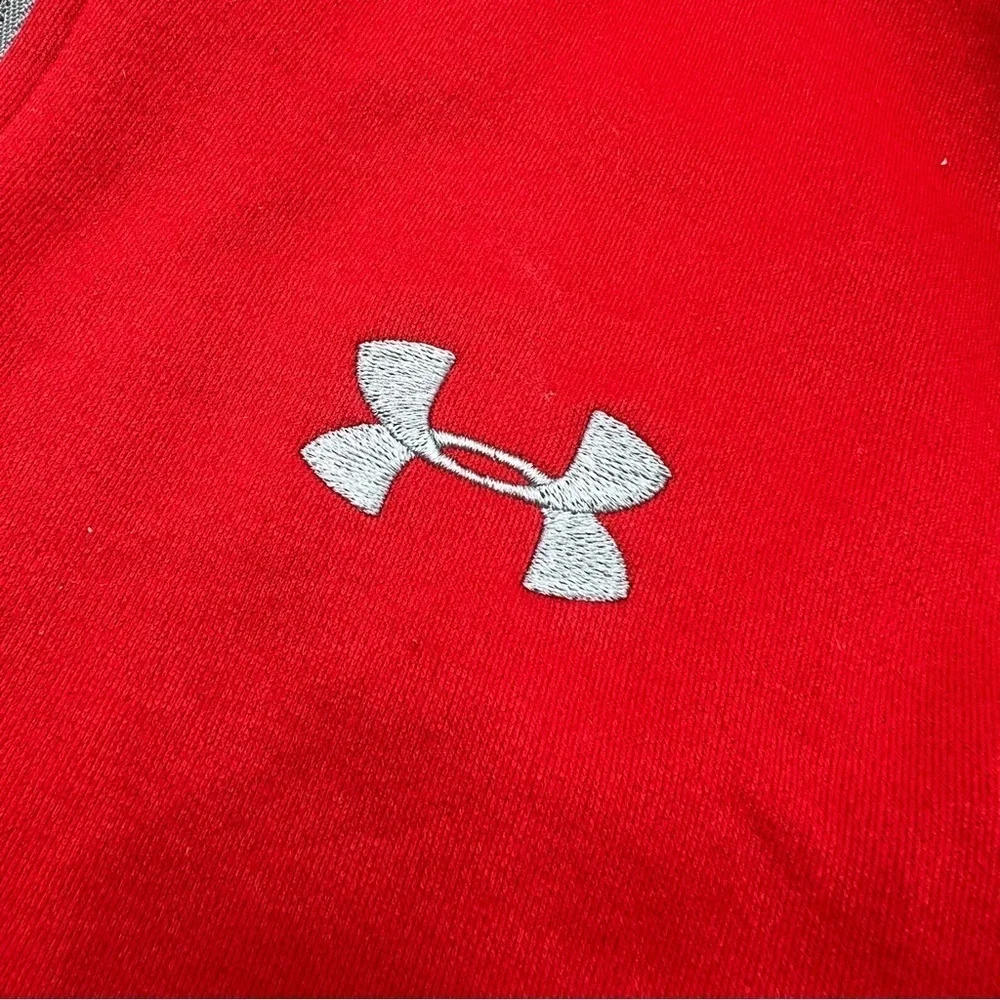 Under‎ Armour UA Full Zip Jacket Men’s L Red Loose Fit with Fleece **STAINS